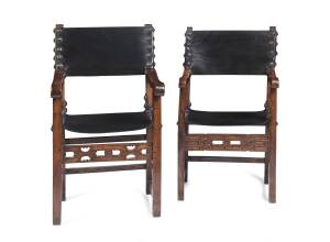 Two 17th Century Spanish arm chairs. 