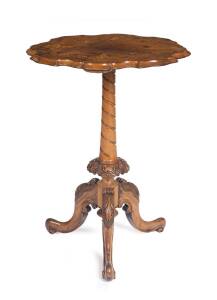 A Victorian walnut occasional table with Druce & Co. makers plaque, Circa 1870's, 65cm high, 49cm wide. 