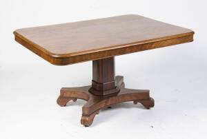 An antique mahogany supper table, circa 1830's. 71cm high, 132cm wide, 97cm deep. 