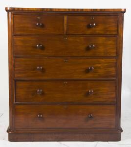 An antique mahogany chest of drawers, circa 1880's. 136cm high, 121cm wide, 51cm deep.