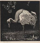 LIONEL ARTHUR LINDSAY (1874-1961): The Crane, woodblock ed. 100, signed and editioned to margin, 12 x 12 cm