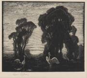 LIONEL ARTHUR LINDSAY (1874-1961): The Edge of the Plain, woodblock, signed to margin, 9.5 x 11 cm