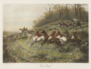 A set of four framed hunting prints, after the originals by George Wrights, printed by E.W.Savoury Ltd. 