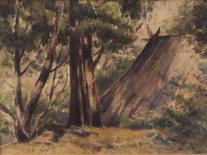 VICTOR COBB: (1876-1945) The fossickers tent, watercolour, signed lower left. 13.5 x 18.5cm