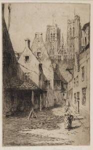 EIRENNE MORT: (1879-1977) Two drypoint etchings, scenes in Belgium, signed titled and editioned lower left, the largest 20 x 12cm