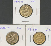 SOVEREIGN: 1874M 1875M 1886M Young Head with St George Reverse, aVF. (3)