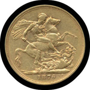 SOVEREIGN: 1876 Young Head, Fine.