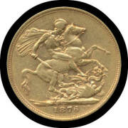 SOVEREIGN: 1876 Young Head, Fine.