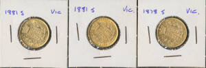 SOVEREIGN: 1878S, 1881S x2, Young Head with Shield Reverse, Fine/VF. (3)