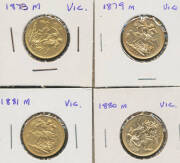 SOVEREIGN: 1878M, 1879M, 1880M & 1881M Young Head with St George Reverse, Fine/VF. (4)