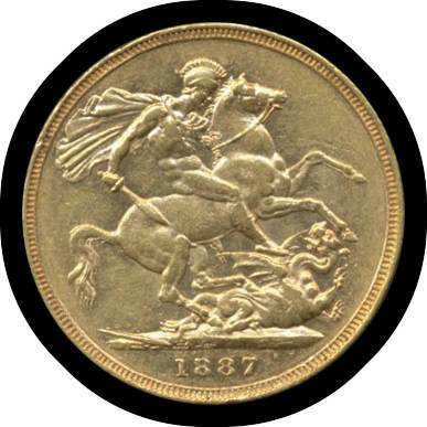 SOVEREIGN: 1887M Young Head with Shield Reverse, F.