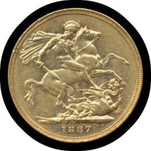 SOVEREIGN: 1887M Young Head with Shield Reverse, F.