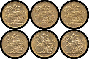 SOVEREIGN: KEVII Perth Mint group with 1903 1905 1907 1909 x2 and 1910, VF to EF. (6)