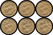 SOVEREIGN: KEVII Perth Mint group with 1903 1905 1907 1909 x2 and 1910, VF to EF. (6)