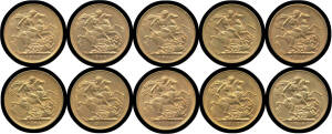 SOVEREIGN: KEVII Melbourne Mint Group with 1904 1905 x2 1906 x3 1907-1910, condition VF/aUnc. (10)