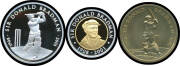 2001 Don Bradman three-Coin Set comprising $1 (1oz) Silver, $5 Al-Zn Bronze and $20 Bi-Metal Coin (0.27oz gold, 0.161oz silver) plus another set as sold individually. (6 coins)
