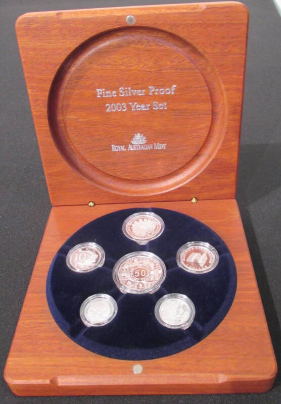 2003-2013 Fine Silver Proof year sets complete run with extra 2003. (12)