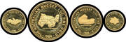 1986 Gold Nugget Series cased Proof set, 1 oz, 1/2 oz, 1/4 oz and 1/10 oz .999 pure. (4)