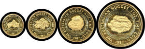 1987 Gold Nugget Series cased Proof set, 1 oz, 1/2 oz, 1/4 oz and 1/10 oz .999 pure. (4)