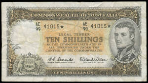 TEN SHILLINGS: 1961 10/- Coombs/Wilson Star Note 'AE/99 41015 * ' McDonald #25s, gFine.