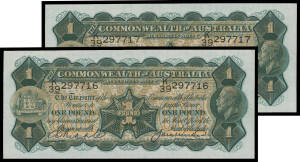 ONE POUND: 1927 £1 Riddle/Heathershaw McDonald #41, consecutive pair 'K/39 297716' & '297717' virtually Unc, Cat $10,000+. (2)