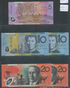 1998 $5 to $100 Prefix group includes $50 Last Prefix 'JC98' (McDonald Cat $2950) and $100 First Prefix, Unc. (11)