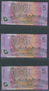 1997 $5 to $50 Prefix group including $5 Last Prefix 'HB' and three Test Notes prefixed 'AP' 'BP' and 'CY', Unc. (10)