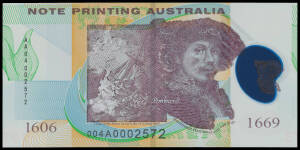 Note Printing Australia undenominated polymer promotional banknote samples sequential run of 4, obverse Rembrandt, reverse Picasso, various security features. Unc. Previously not seen by us. (4)