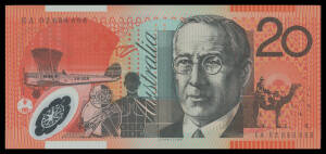 TWENTY DOLLARS: 2002 $20 Macfarlane/Henry solid serial 'EA 02 666666', Unc.