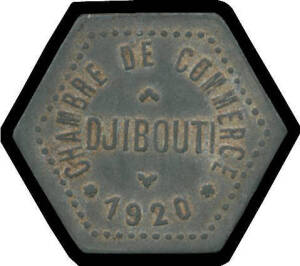 DJIBOUTI: 1920 5c (VG) & 50c (gVF) Zinc Token Coinage KM #Tn1 & Tn3.