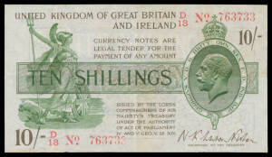 GREAT BRITAIN: 1919 10/- Pick #356, some toning and folds, gVF.