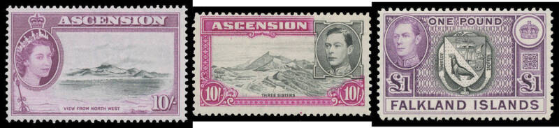 South Atlantic Islands collection with Ascension including KGVI Pictorials plus many extras to 5/-, 1956 Pictorials (**); Falklands including QV 2d SG 26 corner block of 9, KGV MCA 1/- two corner blocks of 4, 1938-50 Pictorials, Dependencies Overprints, T