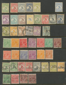 Stockbook with a motley group of Australia including Arms 'SPECIMEN' set ** & Colonies plus PNG Decimals & AAT 1966 set **, condition very mixed. (few 100)