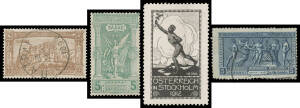 OLYMPIC GAMES: Collection to 1972 Munich with 1896 Athens Greek used set (the 10D looks too good to be true; the 40L & 5D are mint), 1904 St Louis postmarks & "Cinderellas", 1906 Athens used set (the 3D is mint), 1912 Stockholm slogan cancel on PPC & Aust