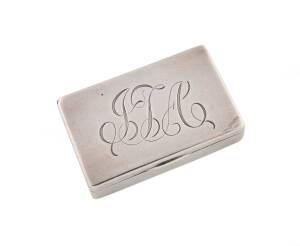 SILVER WARE: c.1900 Tiffany & Co sterling silver box 4½x3x1cm with initials "ITA" engraved on the snugly-fitting lid, two compartments