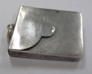 SILVER WARE: c.1903 Birmingham silver satchel-style stamp case 2½x2x½cm with nine hallmarks within.