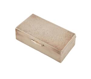 SILVER WARE: desk box 7½x4x2½cm with three compartments & light patterning on the lid.