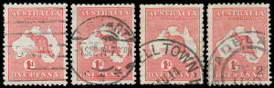 4(G)ka 1d red Die IIA Cracked Electro State II ("The Big Crack") BW #4(G)ka four examples showing different stages of the development of this enormous flaw, a few minor problems, Cat $2000.