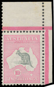 47 10/- grey & pink corner example from the upper-right of the left-hand pane, very well centred, unmounted, Cat $7500.