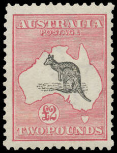 55 £2 black & rose-carmine, an unusually tall & well centred example with the faintest evidence of having been mounted, Cat $10,000.