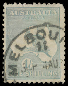 33(v) 1/- blue-green Die II with Doubled Left-Hand Frame, small faults, Melbourne cds largely clear of the doubling. Unlisted in the ACSC. [This may be a precursor to the Small Multiple Wmk variety Deformed Left-Hand Frame BW #34(2)ia]