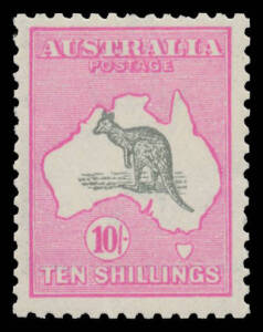 48B 10/- grey & deep "aniline" pink BW #48B, unmounted, Cat $2500.