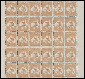 23 6d chestnut block of 30 (6x5) with margins at left & right, variable centring, unmounted, Cat $2400++. Advertised retail $1350++ as singles.