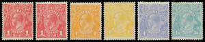 ½d green to 1/4d turquoise complete "set" with all major colours/shades including 1d red Dies II and III, 4d orange x2 shades (one with the Watermark Inverted), 4d lemon (slight bend), a couple of minor extras, generally well centred, a few are a trifle a