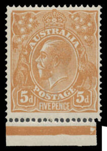 123qc Smooth Paper Comb Perf 5d yellow-brown with Damaged Upper-Left Corner (State IV) BW #123qc, unmounted, Cat $200+.