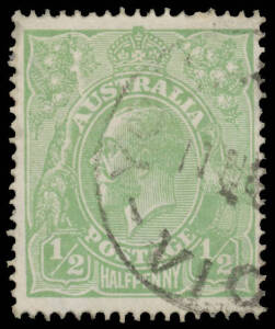 65(5)ha ½d emerald with Cracked Electro from the Left-Hand Wattles through the Roo's Head to its Back BW #65(5)ha (more advanced than the ACSC illustration), well centred, cds cancel well clear of the variety, Cat $600. Superb!