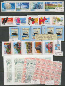 1989-2011 ex-dealer's priced stock of Peel & Stick issues in album with se-tenant strips, International Post, Booklets, 2004 $5 Governors x2, 2008 AFI awards sheetlet x3 etc. Stated retail $2000+. (100s)