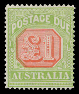 1913-23 Crown/Double-Lined A Thin Paper £1 scarlet & pale yellow-green BW #D104 (SG D87), Cat $1350 (£950). It is believed that only 708 were issued.