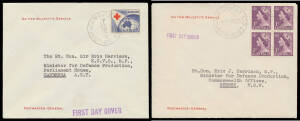 1953 QEII 3½d, 3d pair & 1d block of 4 and Red Cross 3½d all on Postmaster-General FDCs with appropriate Sydney GPO cds, the first with typed "FIRST DAY COVER" (and overstruck with machine cancellation), the others with two different FDC handstamps, two w