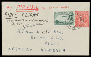 1930 (Feb 20-21) Camooweal-Daly Waters & return AAMC #151-2 carried on the inaugural Australian Aerial Services route and both covers signed by the pilot "FNeale", Cat $650. [50 & 30 flown, respectively] (2)